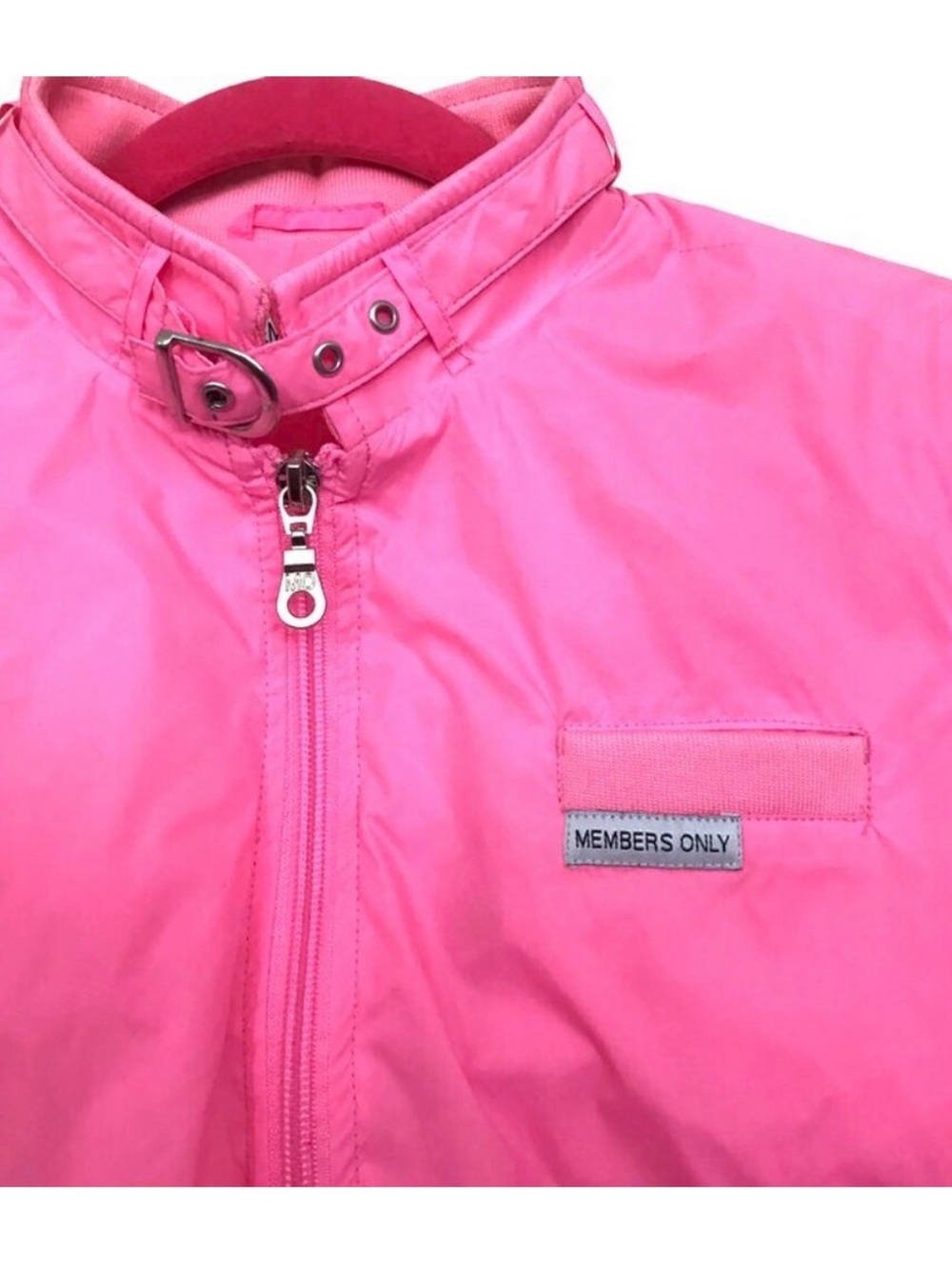 retro hot pink members only cropped racer jacket size small - Picture 2 of 4
